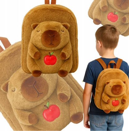 KAPIBARA Z JABŁUSZKIEM PLUSZOWY PLECAK 30 cm DO PRZEDSZKOLA NA PREZENT + BRELOK