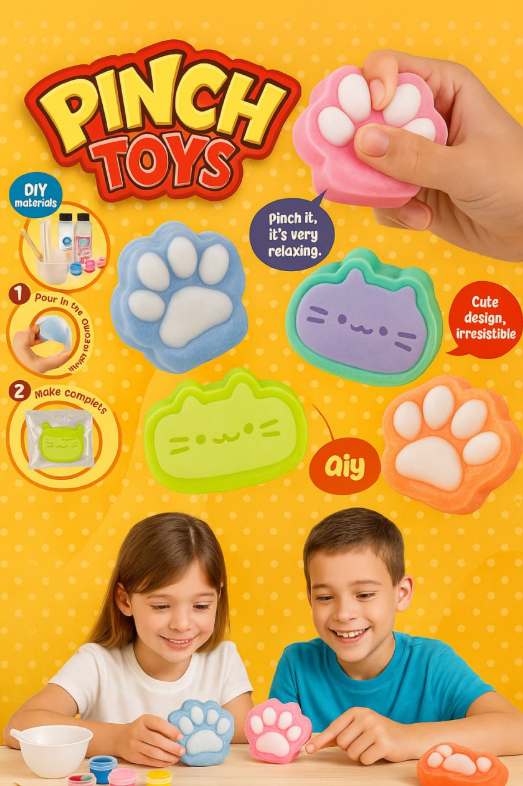 PINCH TOYS DIY Zestaw kreatywny: kocie łapki gniotki