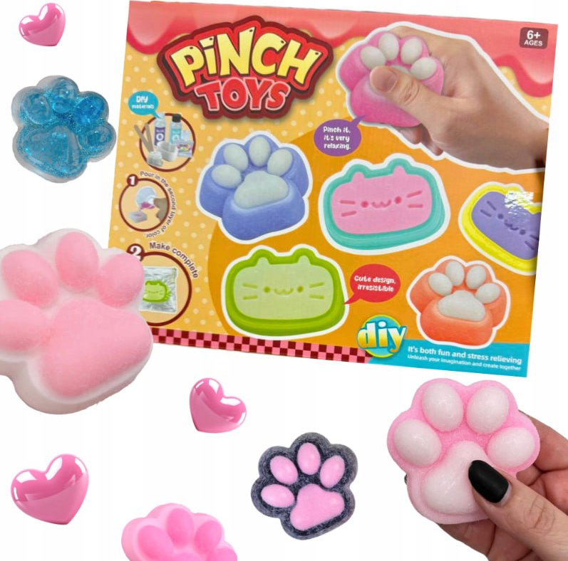 PINCH TOYS DIY Zestaw kreatywny: kocie łapki gniotki