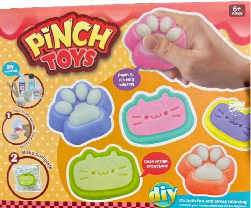 PINCH TOYS DIY Zestaw kreatywny: kocie łapki gniotki