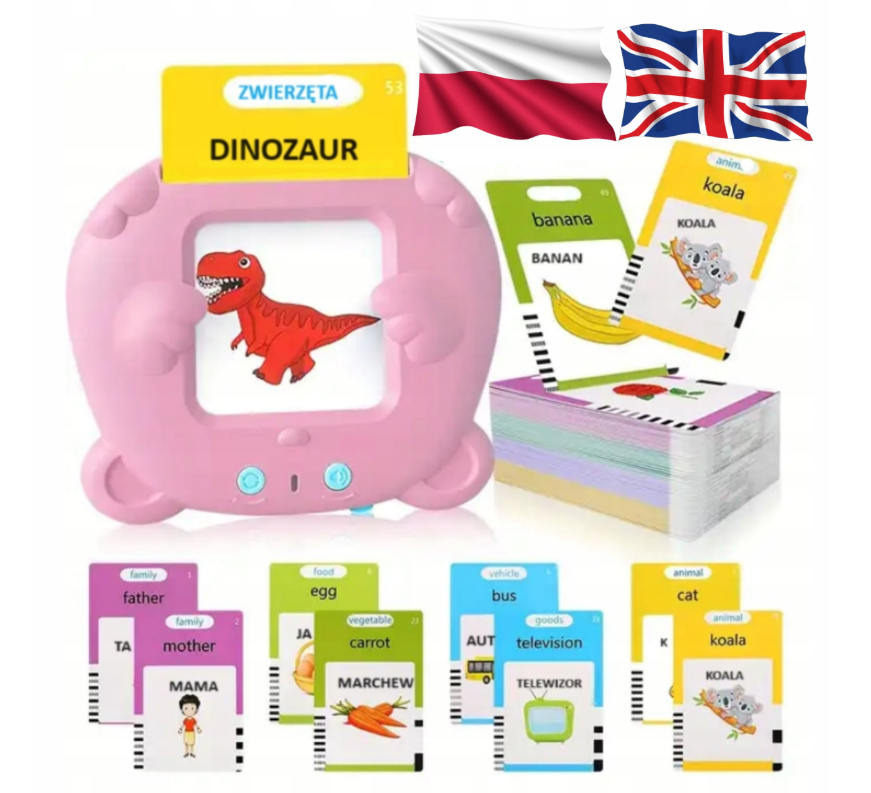 CZYTNIK KART POLSKI ANGIELSKI DO NAUKI SŁÓWEK 448 SŁÓW III TRYBY JĘZYKÓW PL