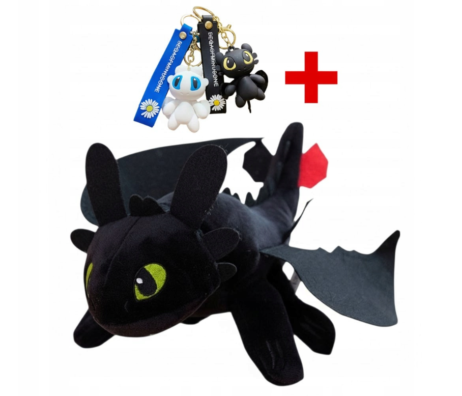 SZCZERBATEK NOCNA FURIA MASKOTKA 30cm DRAGON JAK WYTRESOWAĆ SMOKA BRELOK PREZENT