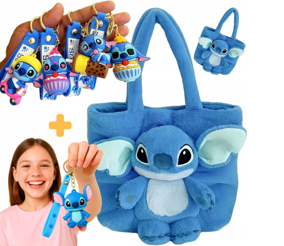 TOREBKA LILO I STITCH DUŻA PLUSZOWA NA RAMIĘ + BRELOK GRATIS NA PREZENT