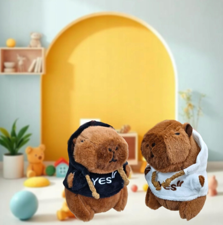 KAPIBARA BRELOK 12сm COOL W KAPTURZE NA PREZENT DLA DZIECKA MIĘKKA ZABAWKA