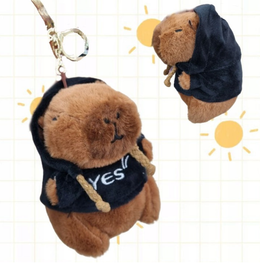 KAPIBARA BRELOK 12сm COOL W KAPTURZE NA PREZENT DLA DZIECKA MIĘKKA ZABAWKA