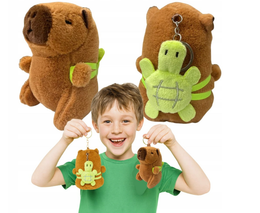 BRELOK KAPIBARA Z ŻÓŁWIEM PLUSZOWA CAPYBARA UROCZY 15 CM ZABAWKA NA PREZENT