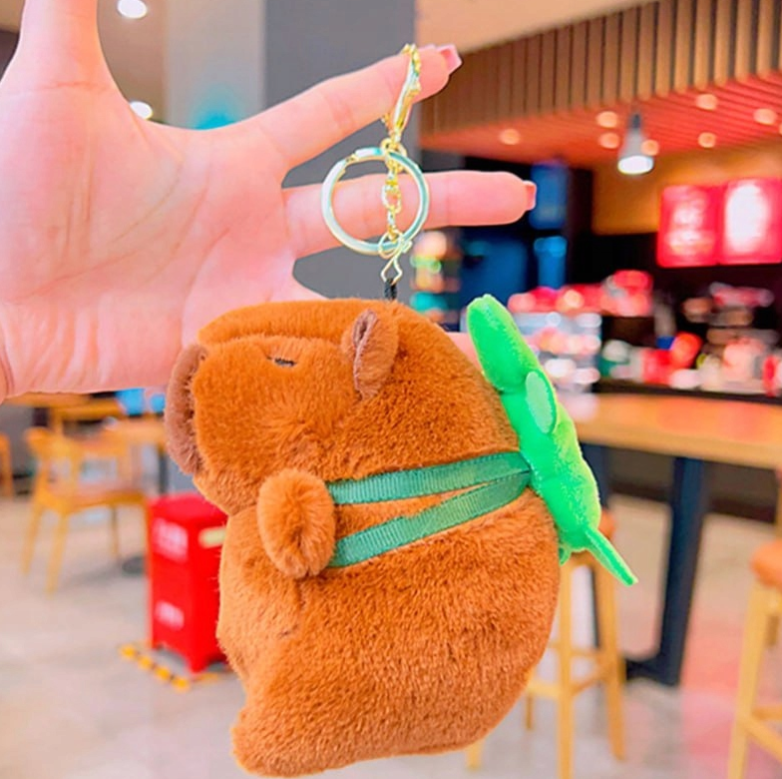 BRELOK KAPIBARA Z ŻÓŁWIEM PLUSZOWA CAPYBARA UROCZY 15 CM ZABAWKA NA PREZENT