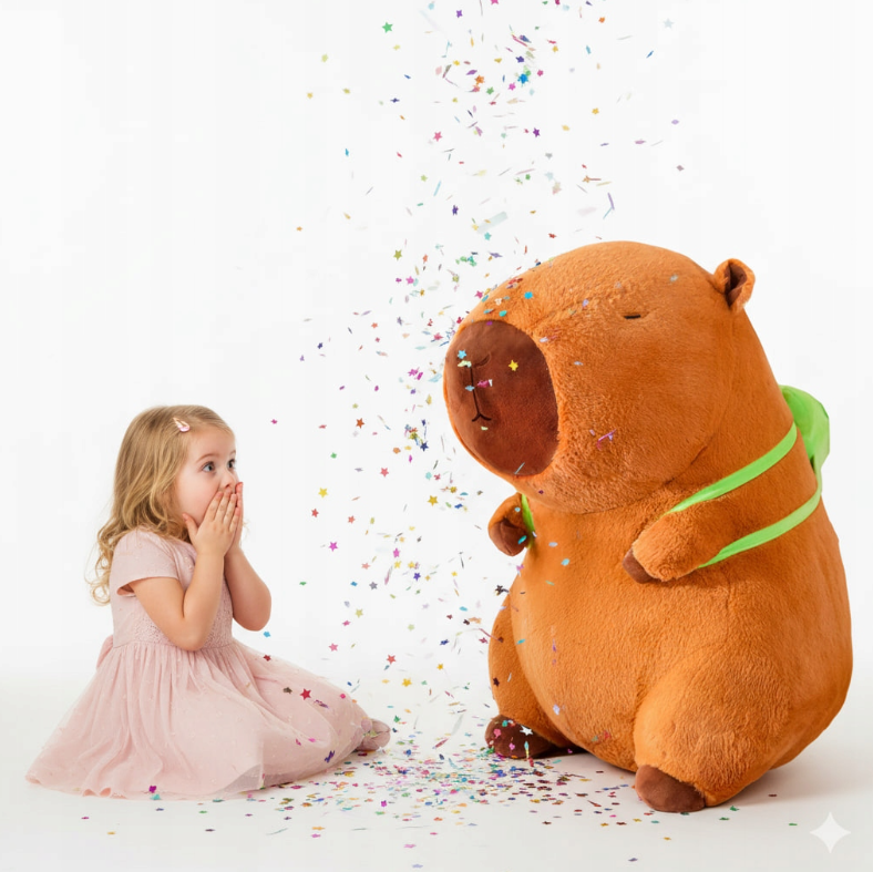 KAPIBARA DUŻY MASKOTKA PLUSZOWA PLUSZAK 100 CM KAPIBARA Z PLECAKIEM PREZENT