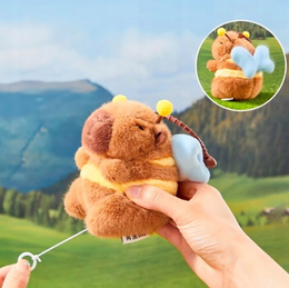 BRELOK KAPIBARA PSZCZOŁA Z ŻÓŁWIEM PLUSZOWA MASKOTKA Z RUCHOMYMI SKRZYDŁAMI