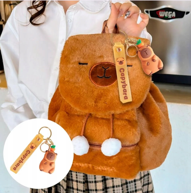 PLECAK KAPIBARA 29 cm PLUSZOWY PLECACZEK DO PRZEDSZKOLA SZKOŁY DLA DZIECI +BRELOK