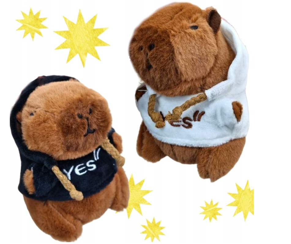 KAPIBARA BRELOK 12сm COOL W KAPTURZE NA PREZENT DLA DZIECKA MIĘKKA ZABAWKA