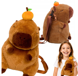 KAPIBARA DUŻA PLUSZOWY PLECAK CAPYBARA Z POMARAŃCZĄ 35CM NA PREZENT TOREBKA