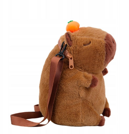 KAPIBARA DUŻA PLUSZOWY PLECAK CAPYBARA Z POMARAŃCZĄ 35CM NA PREZENT TOREBKA