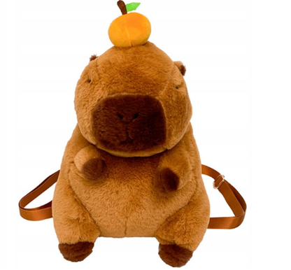 KAPIBARA DUŻA PLUSZOWY PLECAK CAPYBARA Z POMARAŃCZĄ 35CM NA PREZENT TOREBKA