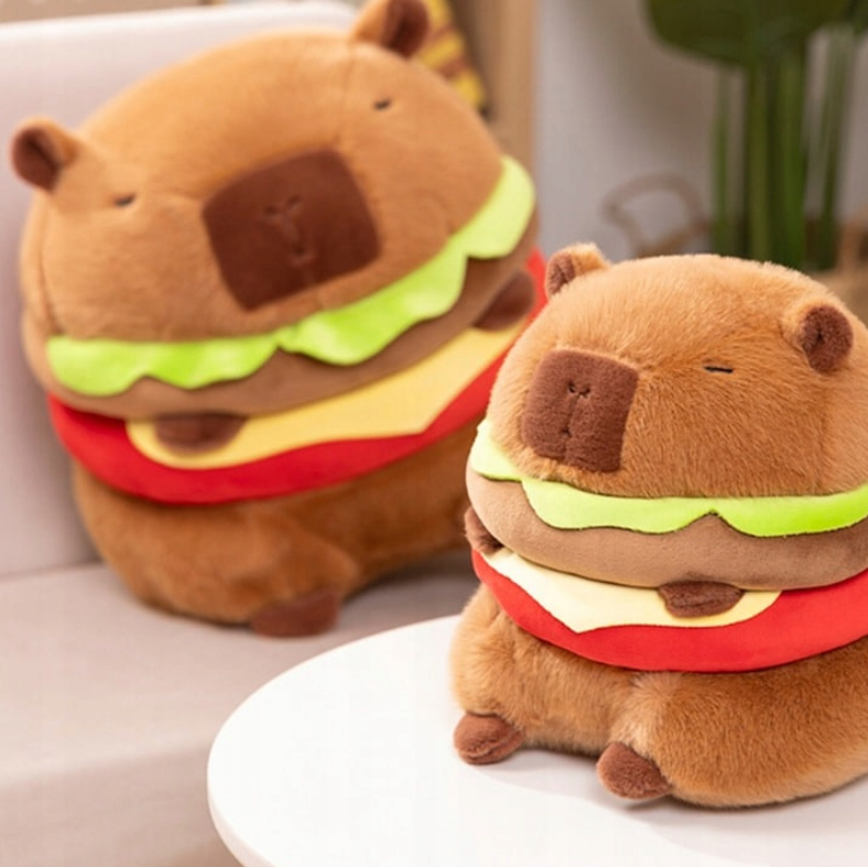 KAPIBARA BURGER 30cm MASKOTKA PLUSZ CAPIBARA MIĘKKA ZABAWKA NA PREZENT + BRELOK