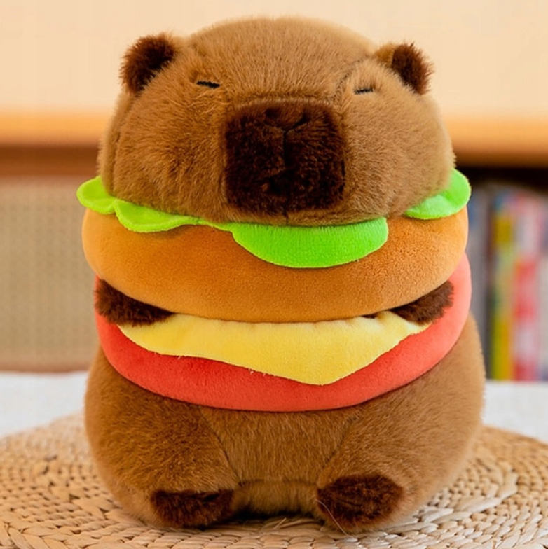 KAPIBARA BURGER 30cm MASKOTKA PLUSZ CAPIBARA MIĘKKA ZABAWKA NA PREZENT + BRELOK