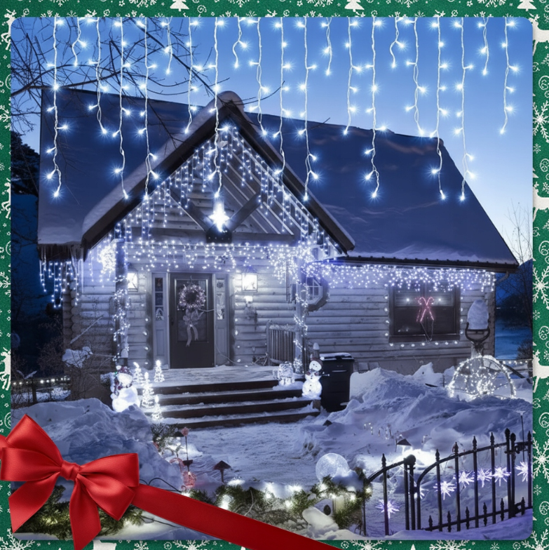 LAMPKI ZEWNĘTRZNE SOPLE 300/500 LED  ZIMNA BIEL + FLASH (20/25 M), GIRLANDA SOPLE, GIRLANDA SOPELKI, SOPLE LODU, KURTYNA SOPELKI