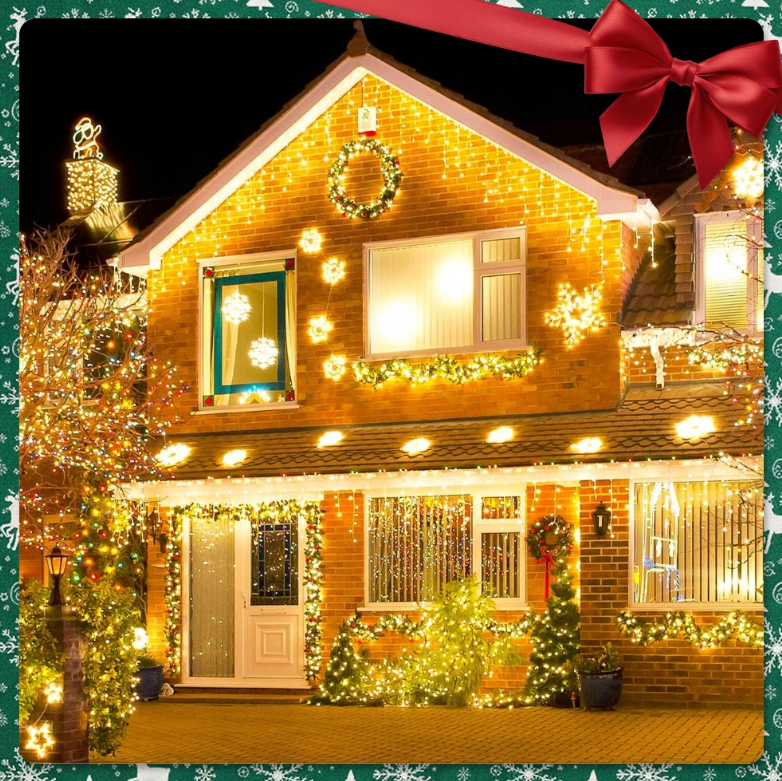 LAMPKI ZEWNĘTRZNE SOPLE 300/500 LED CIEPŁA BIEL + FLASH (20/25 m), GIRLANDA SOPLE, GIRLANDA SOPELKI, SOPLE LODU, KURTYNA SOPELKI