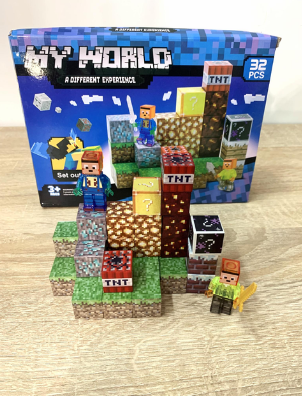 MAGNETYCZNY MINECRAFT 32 EL. – BŁYSKAWICZNA BUDOWA ŚWIATA! POBÓDŹ WYOBRAŹNIĘ I ROZWIJAJ LOGIKĘ!