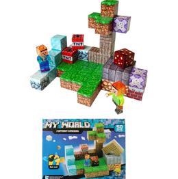MEGA ZESTAW 50 ELEMENTÓW! MAGNETYCZNY KONSTRUKTOR MINECRAFT – STWÓRZ ŚWIAT, O JAKIM MARZYSZ!