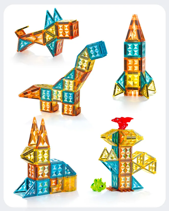 MAGNETYCZNY KONSTRUKTOR "ŚWIAT DINOZAURÓW" (68 ELEMENTÓW)  MEGA HIT