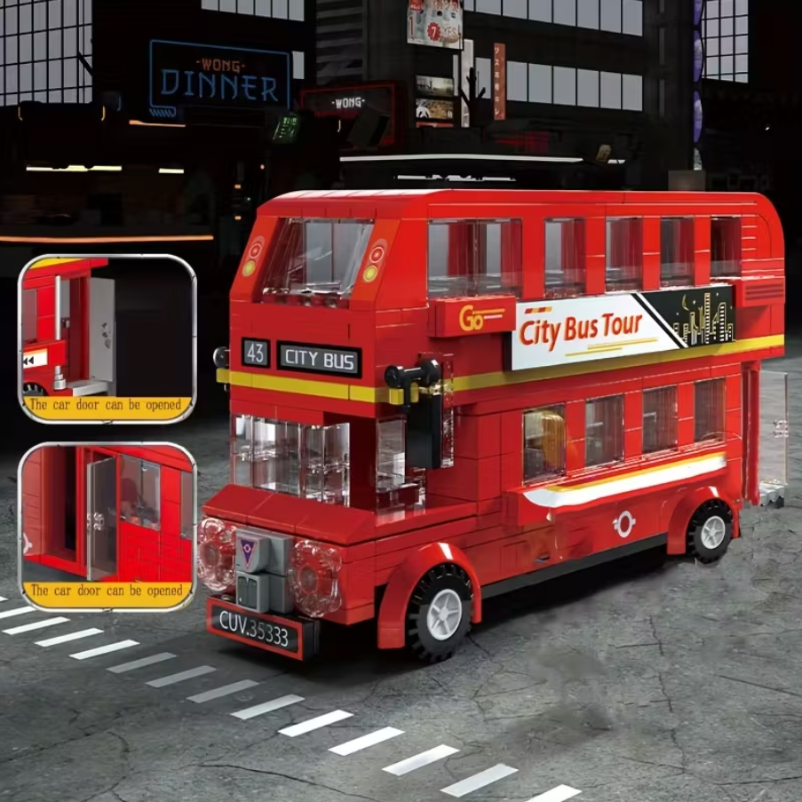 KLOCKI AUTOBUS PIĘTROWY KONSTRUKTOR SAMOCHÓD ZABAWKOWY BRYTANIA 391pcs