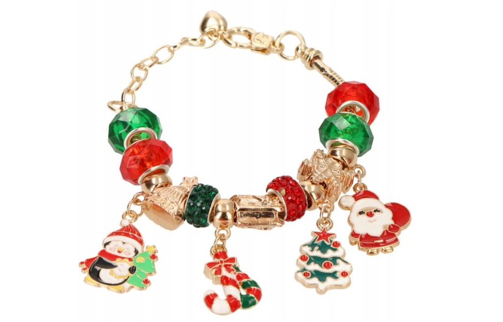 XMAS DIY ZESTAW DO ROBIENIA BRANSOLETEK BIŻUTERII KORALIKI ŚWIĄTECZNE