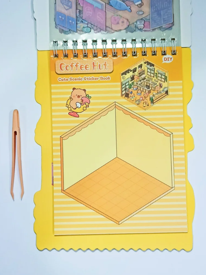 Wyklejanka antystresowa Kapibara Dream House – naklejki 3D DIY + pęseta