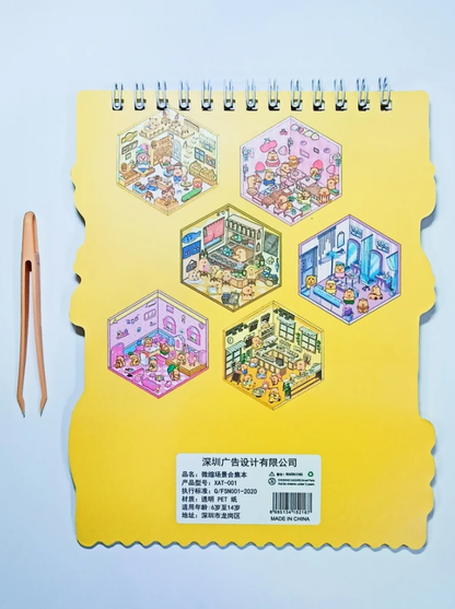Wyklejanka antystresowa Kapibara Dream House – naklejki 3D DIY + pęseta