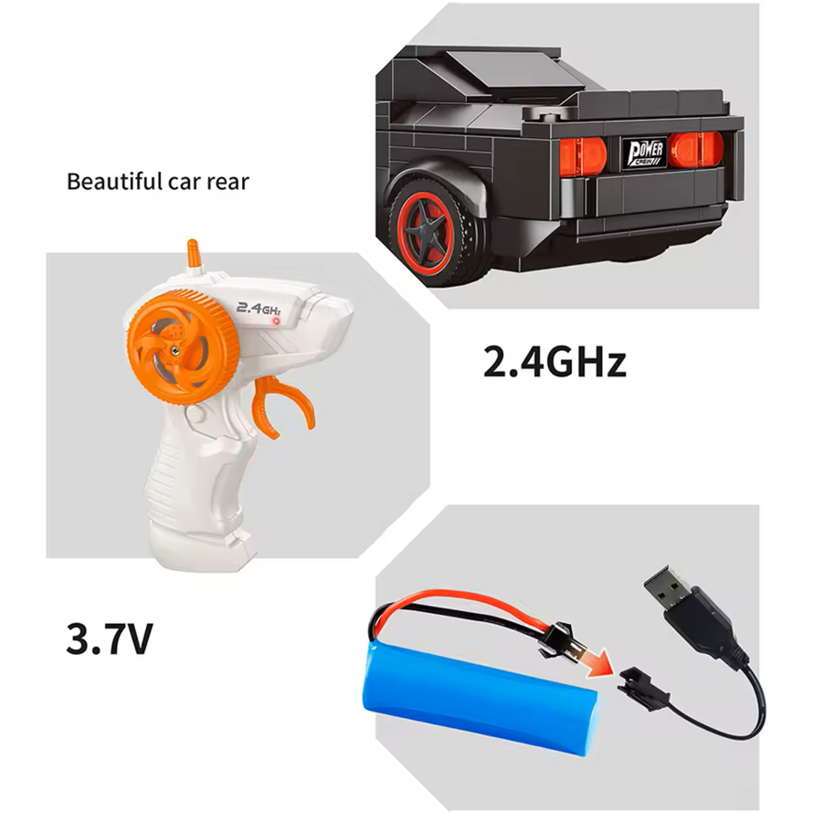ZDALNIE STEROWANY SAMOCHÓD Z KLOCKÓW BLOCK RC CAR 244 EL. SKALA 1:20
