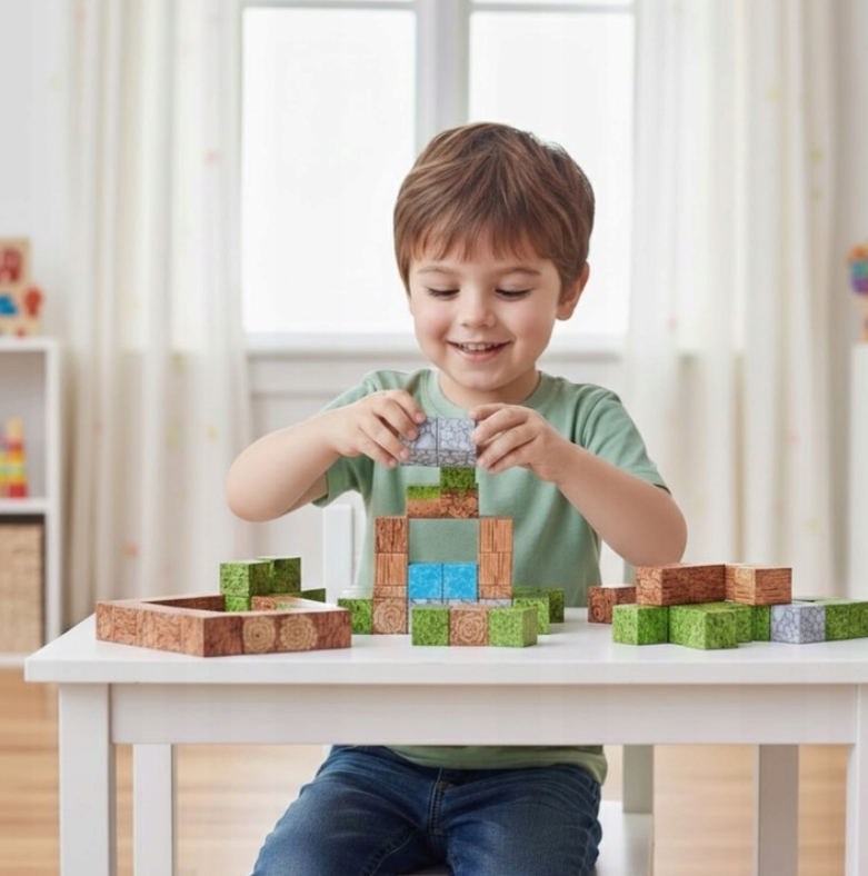 MAGNETYCZNY KONSTRUKTOR 200 EL. KLOCKI MAGNETYCZNE 3D DLA DZIECI MINECRAFT