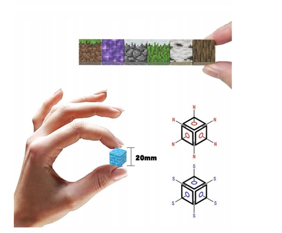 MAGNETYCZNY KONSTRUKTOR 200 EL. KLOCKI MAGNETYCZNE 3D DLA DZIECI MINECRAFT