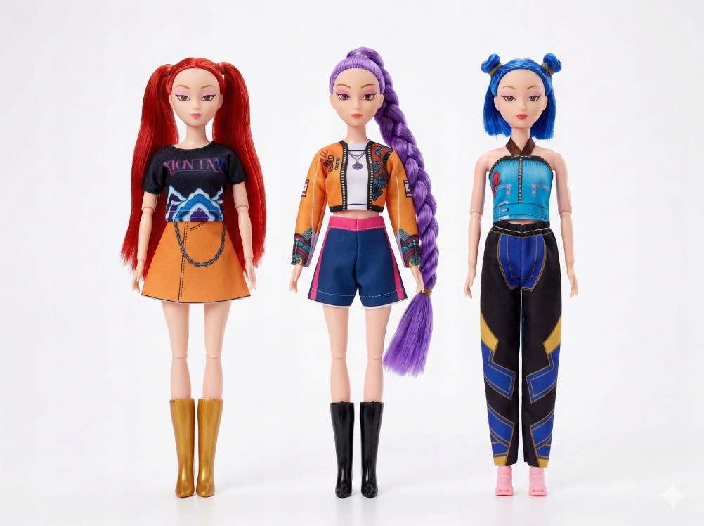 ZESTAW 3 LALEK K-POP DEMON HUNTERS ZABAWKA DLA DZIECI RUMI MIRA ZOEY 30 CM