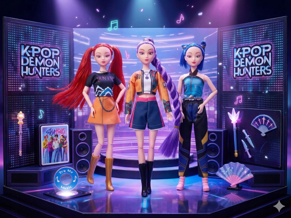 ZESTAW 3 LALEK K-POP DEMON HUNTERS ZABAWKA DLA DZIECI RUMI MIRA ZOEY 30 CM
