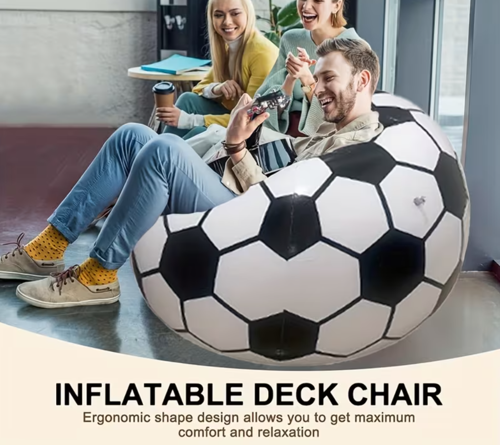 FOTEL DMUCHANY PIŁKA NOŻNA KOSZYKÓWKA SOFA PVC DO OGRODU NA PLAŻĘ