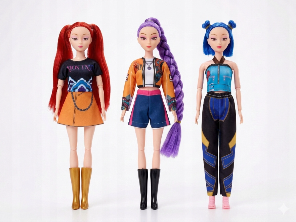 ZESTAW 3W1 KPOP DEMON HUNTERS LALKI 30CM + FIGURKI + KARTY KOLEKCJONERSKIE