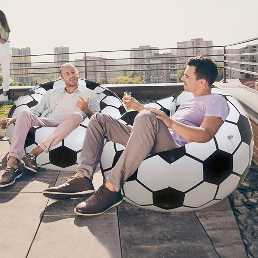 FOTEL DMUCHANY PIŁKA NOŻNA KOSZYKÓWKA SOFA PVC DO OGRODU NA PLAŻĘ