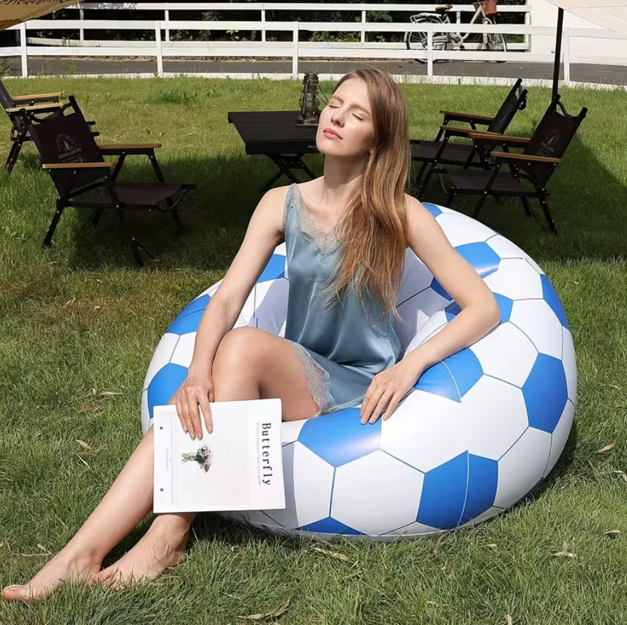 FOTEL DMUCHANY PIŁKA NOŻNA KOSZYKÓWKA SOFA PVC DO OGRODU NA PLAŻĘ