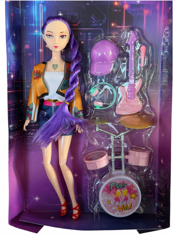 K-POP LALKA 30cm RUMI HUNTR/X ZESTAW MUZYCZNY GITARA BĘBNY ZABAWKA