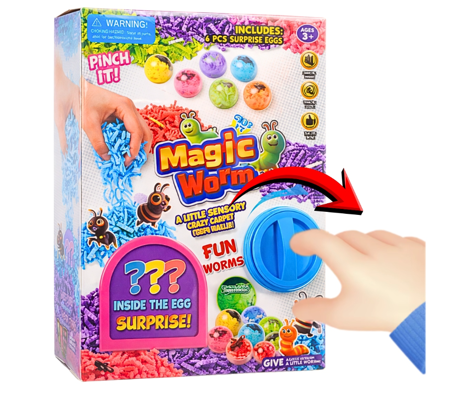MAGIC WORM MAGICZNE JAJKA NIESPODZIANKI Z ROBACZKAMI + MASA SENSORYCZNA