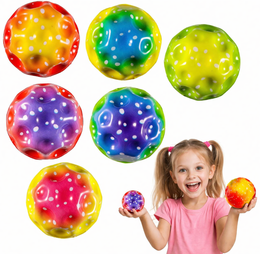 PIŁKA SKACZĄCA MOON BALL SUPER BOUNCE RAINBOW ANTYSTRESOWA LOSOWY ZABAWKA