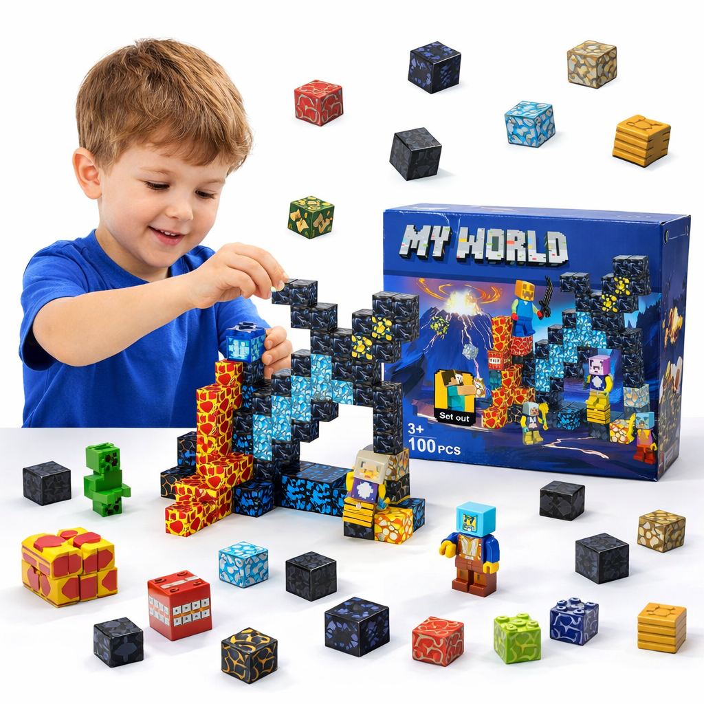 KLOCKI MAGNETYCZNE MINECRAFT MY WORLD MIECZ 100 EL. KONSTRUKTOR