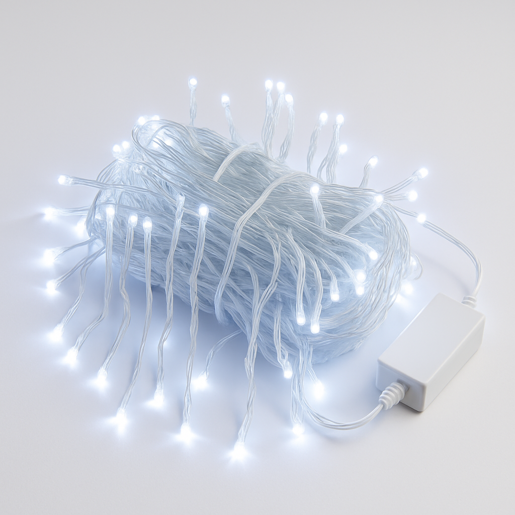 LAMPKI ZEWNĘTRZNE SOPLE 300/500 LED  ZIMNA BIEL + FLASH (20/25 M), GIRLANDA SOPLE, GIRLANDA SOPELKI, SOPLE LODU, KURTYNA SOPELKI