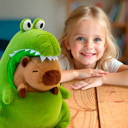MASKOTKA KAPIBARA W KROKODYLU PLUSZAK ZABAWKA PRZYJACIEL 2W1 - 40 CM PRZYTULANKA