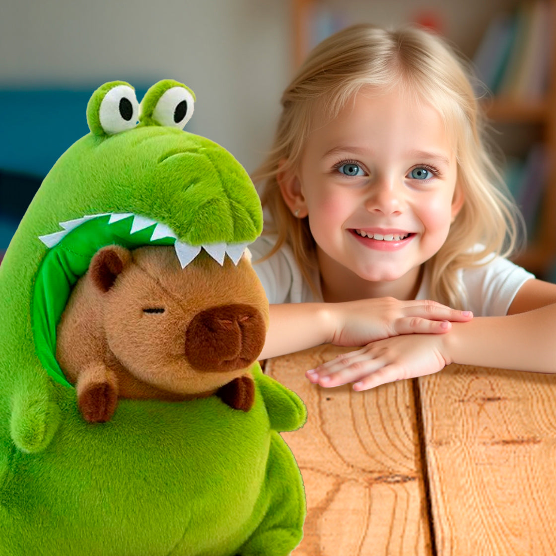 MASKOTKA KAPIBARA W KROKODYLU PLUSZAK ZABAWKA PRZYJACIEL 2W1 - 40 CM PRZYTULANKA