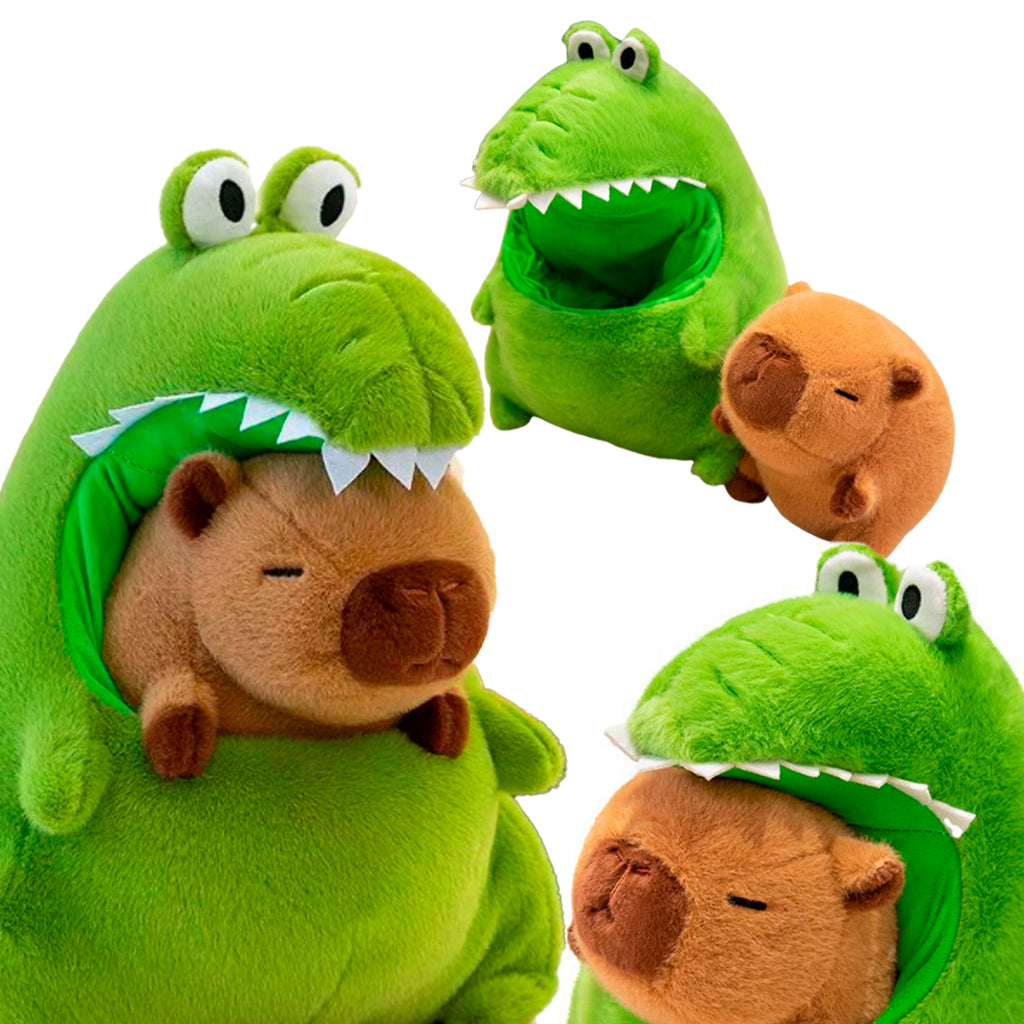 MASKOTKA KAPIBARA W KROKODYLU PLUSZAK ZABAWKA PRZYJACIEL 2W1 - 40 CM PRZYTULANKA