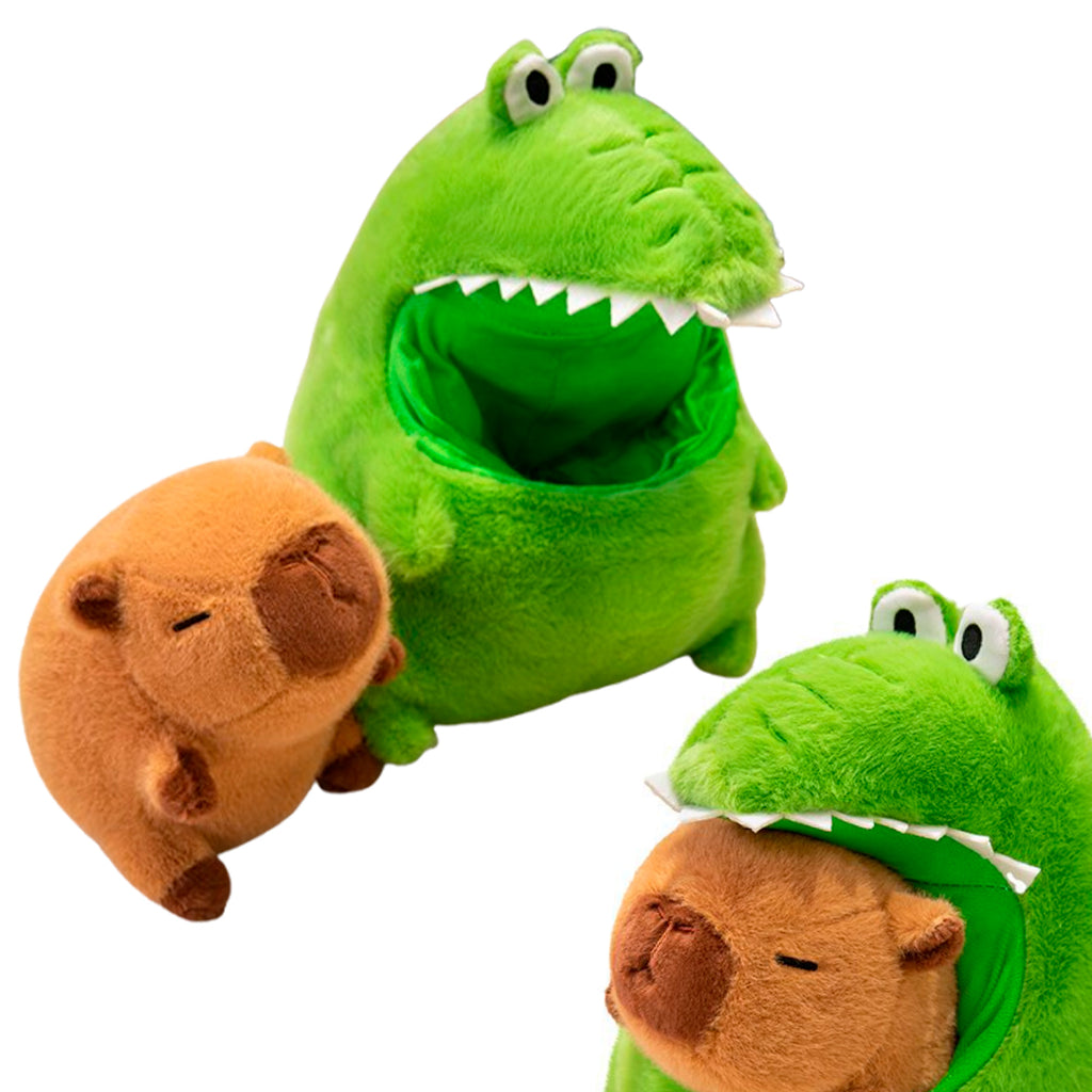 MASKOTKA KAPIBARA W KROKODYLU PLUSZAK ZABAWKA PRZYJACIEL 2W1 - 40 CM PRZYTULANKA
