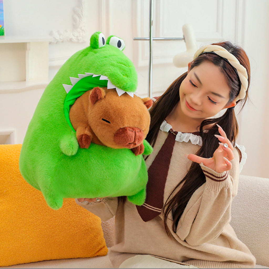 MASKOTKA KAPIBARA W KROKODYLU PLUSZAK ZABAWKA PRZYJACIEL 2W1 - 40 CM PRZYTULANKA