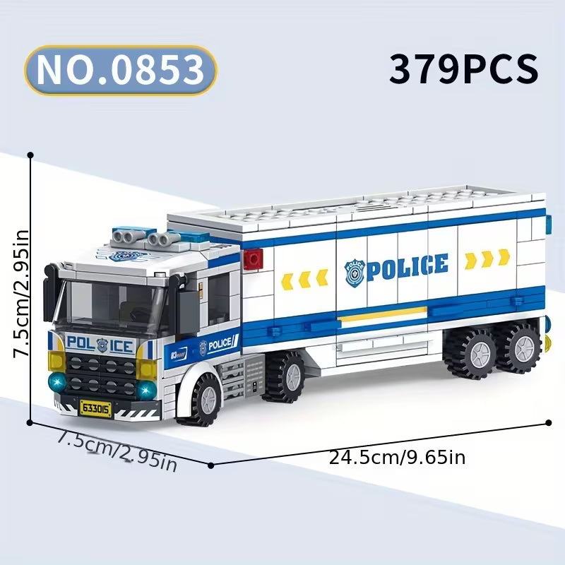 KONSTRUKTOR CIĘŻARÓWKA POLICYJNA (379 CZĘŚCI)  PRZENOŚNY POSTERUNEK KLOCKI