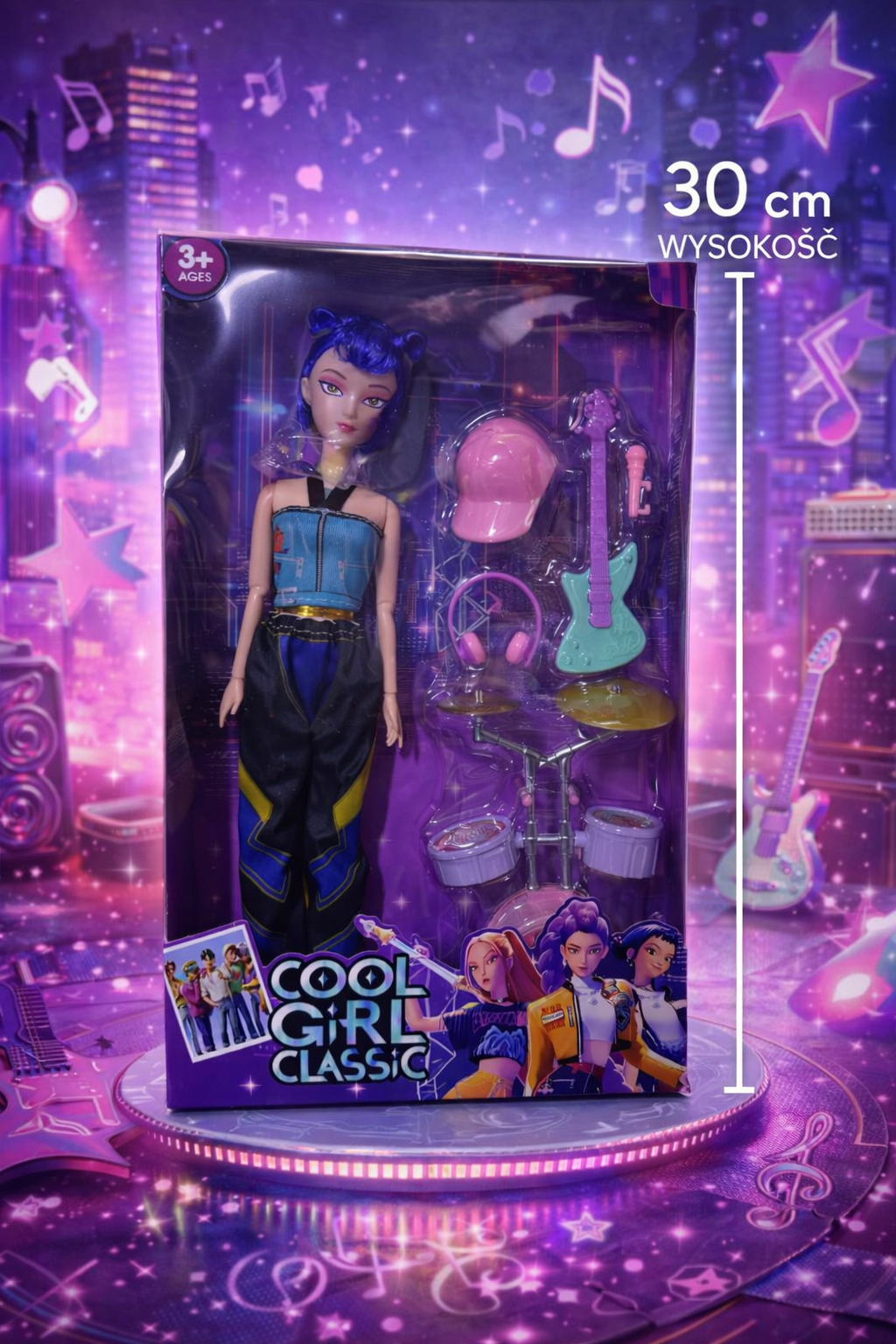 LALKA ZOEY HUNTR/X K-POP ZESTAW MUZYCZNY GITARA BĘBNY COOL GIRL PREZENT